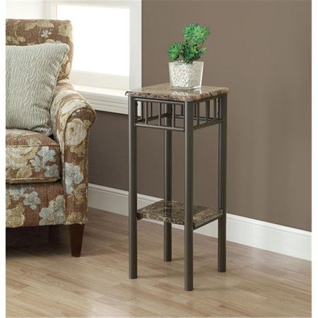 HEAT WAVE Cappuccino Marble - Bronze Metal Plant Stand HE2618313